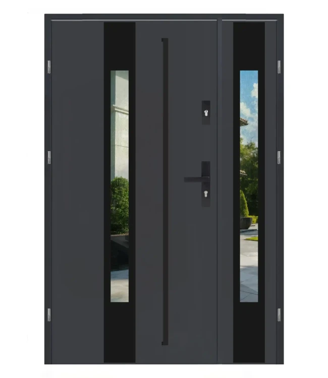 Antracytowe drzwi dwuskrzydłowe F01 Duo Black Reling 120 cm. Solidność i styl.