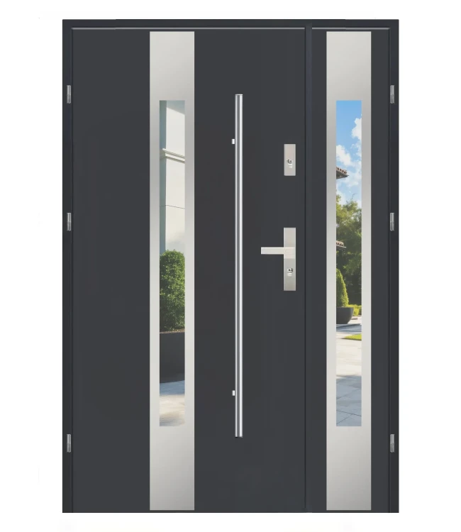 Drzwi antracytowe F01 Duo Black Reling inox 120 cm. Elegancja i nowoczesność.