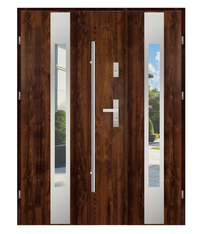 Drzwi dwuskrzydłowe F01 Duo Black Reling inox orzech 140 cm. Trwałe i eleganckie.