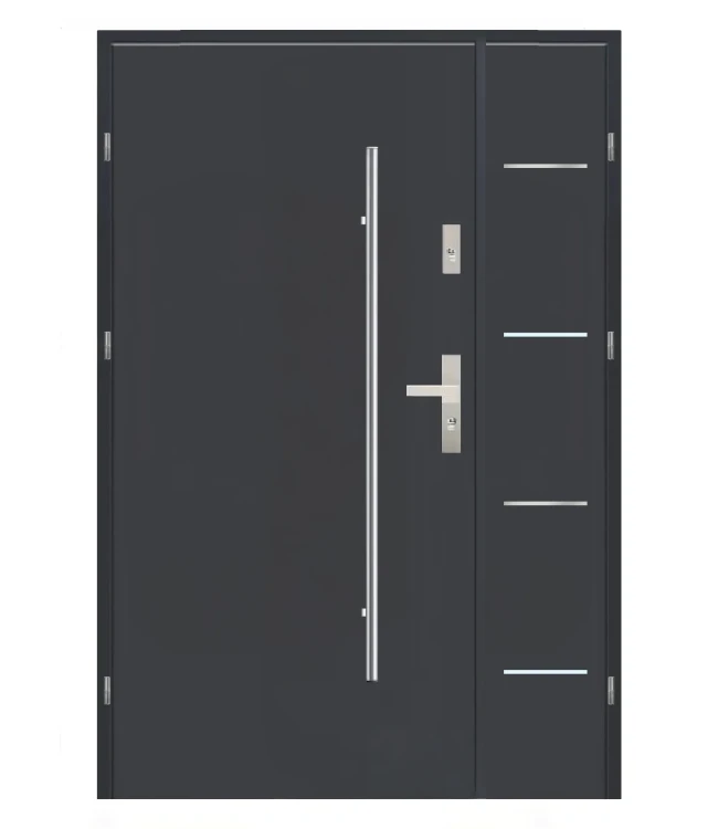 Drzwi zewnętrzne MAXI LUX DUO 2 Reling, antracyt 120 cm z elementami inox.