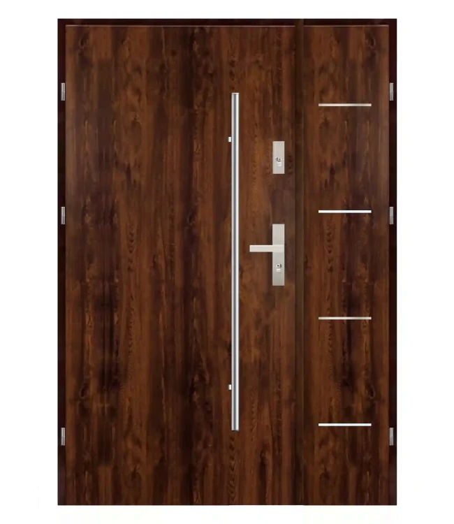 Drzwi wejściowe MAXI LUX DUO 2 Reling, orzech 120 cm. Nowoczesny styl i wysoka jakość.