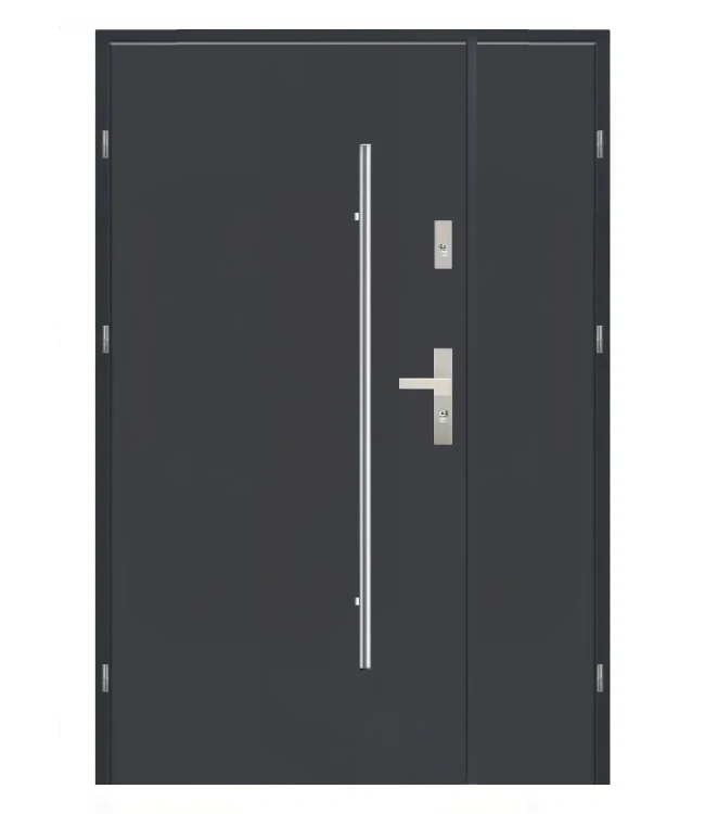 Drzwi zewnętrzne MAXI LUX DUO Reling, antracyt, 120 cm, wstawki inox.