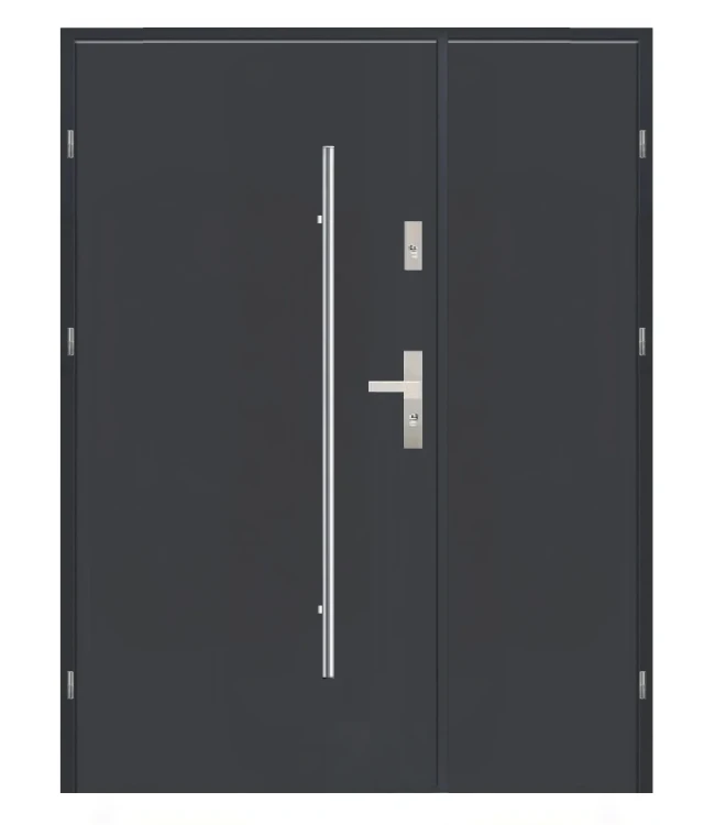 Drzwi dwuskrzydłowe MAXI LUX DUO Reling, antracyt, 140 cm, wstawki inox.