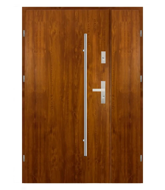 Drzwi zewnętrzne MAXI LUX DUO Reling, złoty dąb, 120 cm, wykończenie inox.