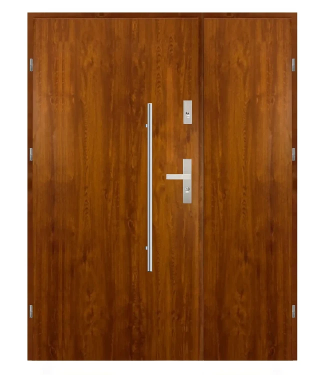 Drzwi dwuskrzydłowe MAXI LUX DUO Reling, złoty dąb, 140 cm, wykończenie inox.