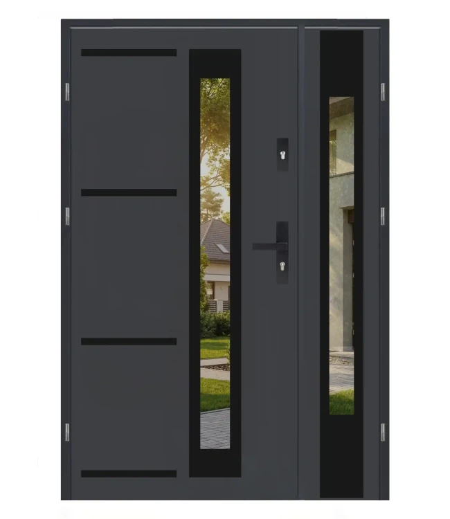 Drzwi zewnętrzne Premium Black 4 Duo antracyt 120 cm – nowoczesny wybór do Twojego domu.