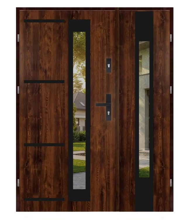 Drzwi dwuskrzydłowe Premium Black 4 Duo, kolor orzech, szerokość 140 cm. Elegancki design.
