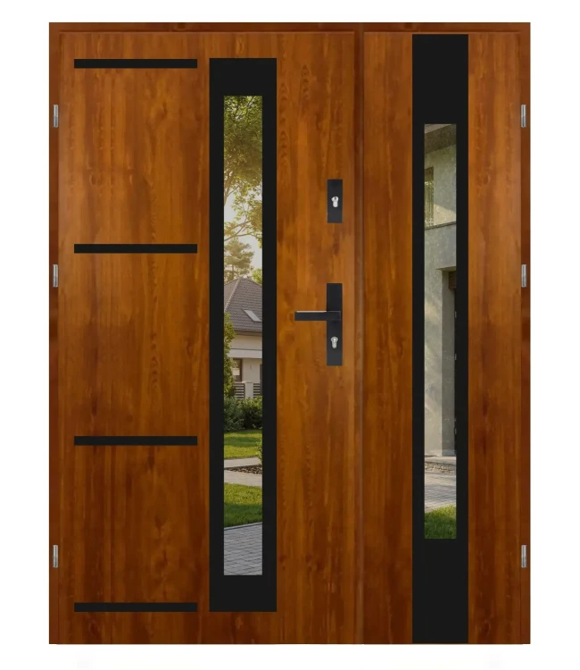 Drzwi dwuskrzydłowe Premium Black 4 Duo w kolorze złoty dąb, szerokość 140 cm.