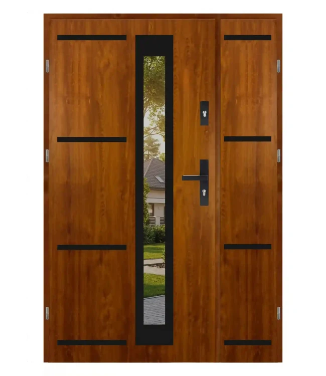 Nowoczesne drzwi dwuskrzydłowe Premium Black 4 Duo 2, złoty dąb, szerokość 120 cm.