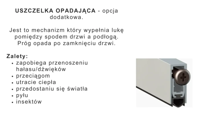 Automatyczna uszczelka opadająca do drzwi ukrytych