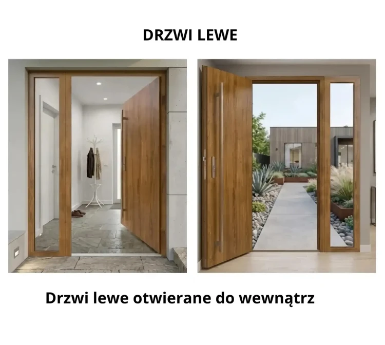 Schemat konfiguracji: drzwi wejściowe lewe otwierane do wewnątrz z doświetleniem bocznym