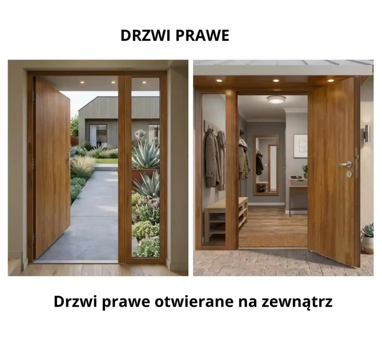 Schemat konfiguracji: drzwi wejściowe prawe otwierane na zewnątrz z doświetleniem bocznym