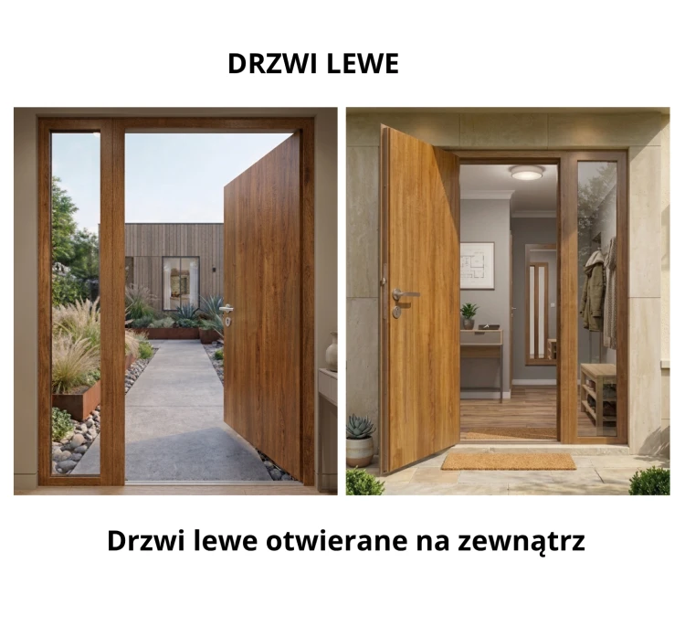 Schemat konfiguracji: drzwi wejściowe lewe otwierane na zewnątrz z doświetleniem bocznym
