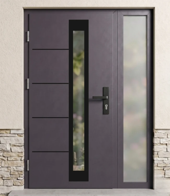 Drzwi Thermo Premium Alu antracyt z mleczną szybą. Elegancja, prywatność i nowoczesny design.