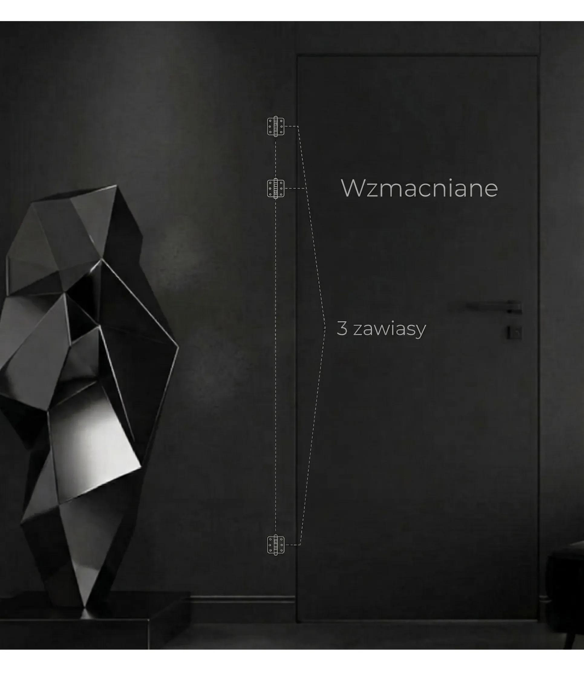 Drzwi Ukryte Veron Czarne Wzmacniane 3 zawiasy Ościeżnica aluminium tel 500195955